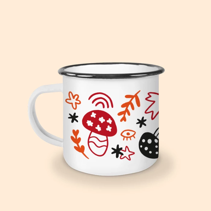 Mug Émaillé Champignon | Tasse Automne