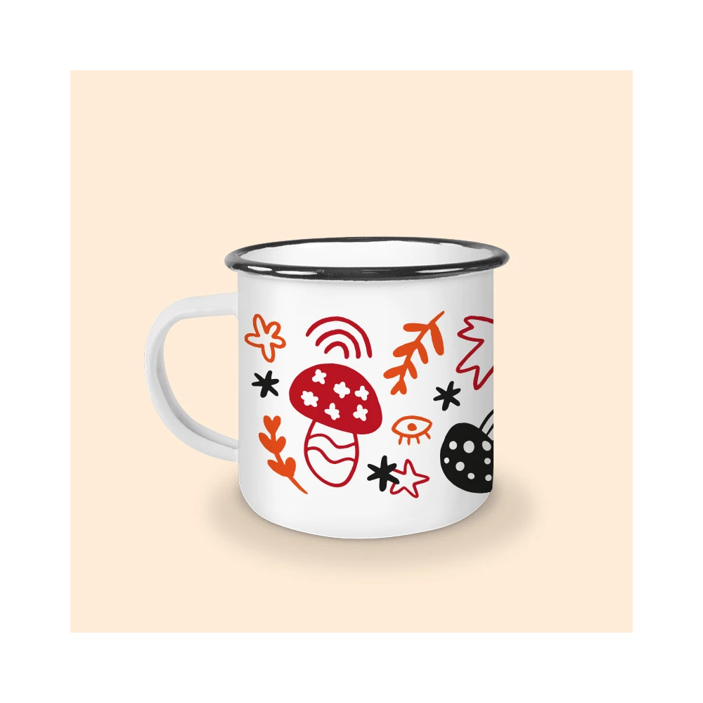 Mug Émaillé Champignon | Tasse Automne