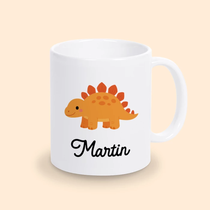 mug dinosaure orange
