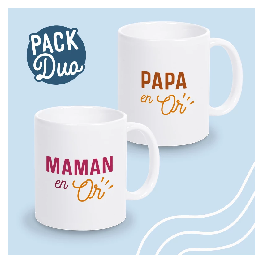 mugs papa et maman en or