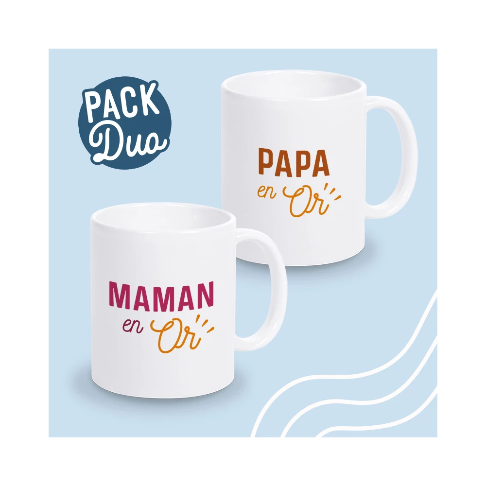 mugs papa et maman en or