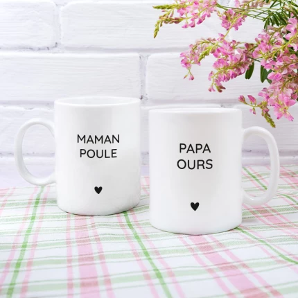 Mugs Maman Poule & Papa Ours | Mug Papa et Maman Poule