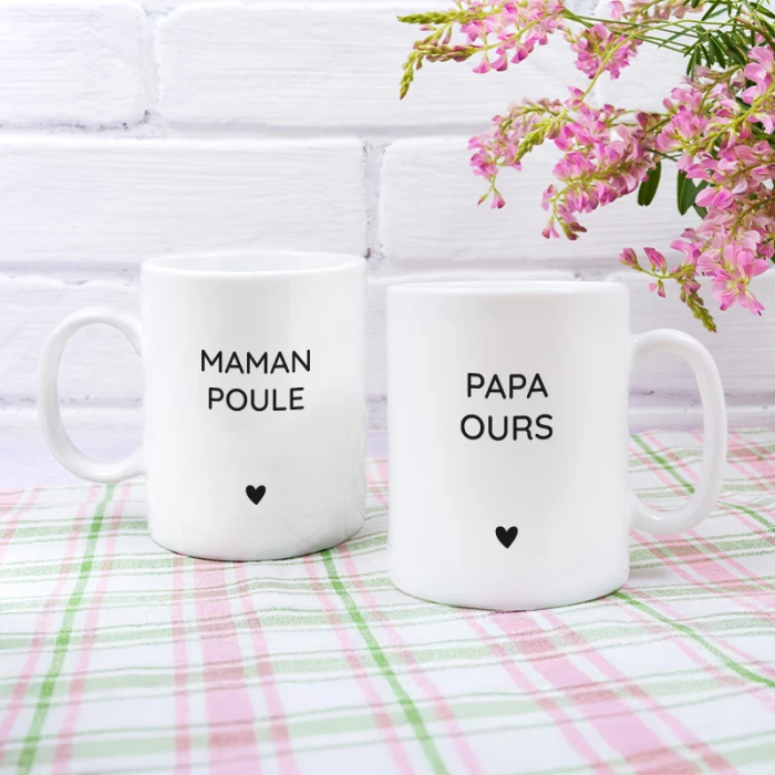 Mugs Maman Poule & Papa Ours | Mug Papa et Maman Poule