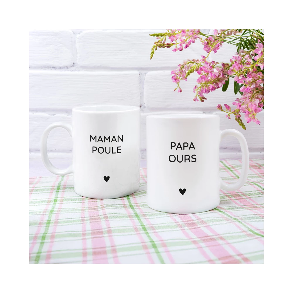 Mugs Maman Poule & Papa Ours | Mug Papa et Maman Poule