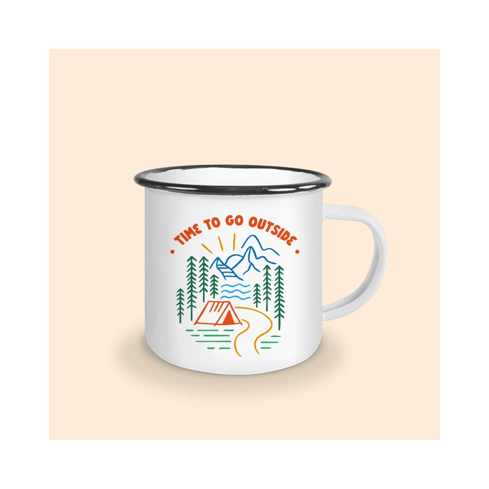 Tasse émaillé Randonnée bord noir
