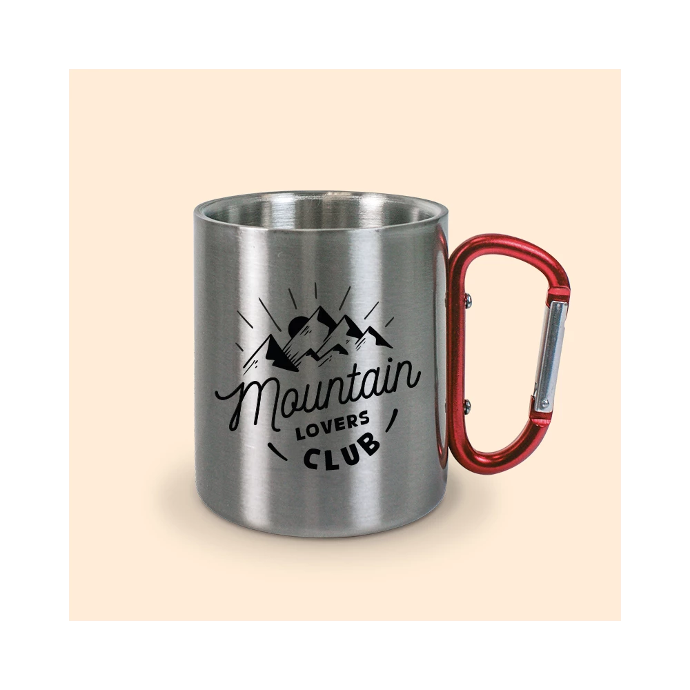 Tasse Inox Montagne mousqueton rouge