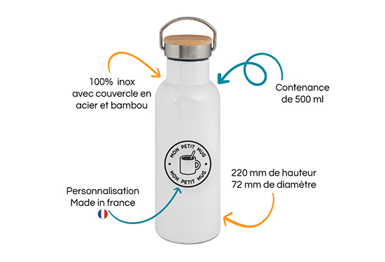 description gourde couvercle bambou personnalisée