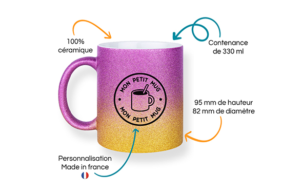 mug paillettes dégradé personnalisé